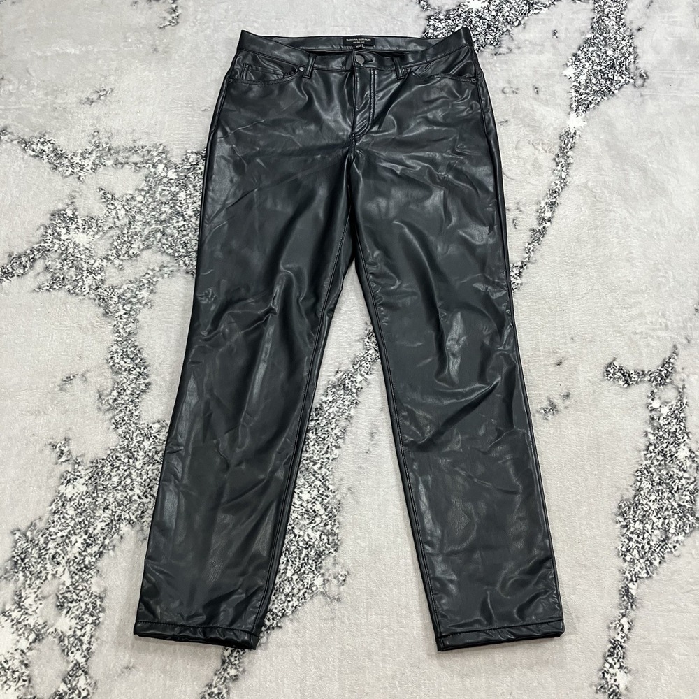 Banana Republic High Rise Slim Faux Leather Pants Black Womens Size 14L